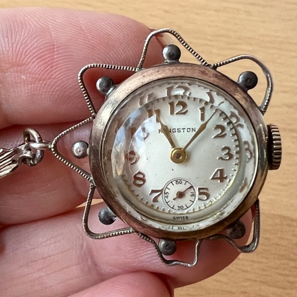 VINTAGE KINGSTON BROOCH PIN LAPEL WATCH 10K GOLD FILLED HALLMARKED RARE UNIQUE main image 13
